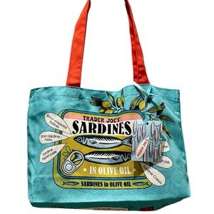 Trader Joe’s Sardine Tote bag -100% heavy duty cotton, long handles, made in USA